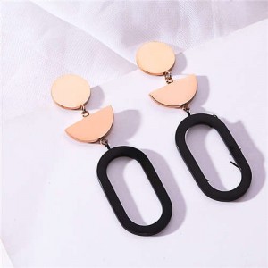 Geometric Combo Contrast Color Stainless Steel Women Tassel Earrings
