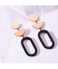 Geometric Combo Contrast Color Stainless Steel Women Tassel Earrings