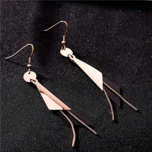 High Fashion Triangles and Tassel Combo Stainless Steel Women Earrings