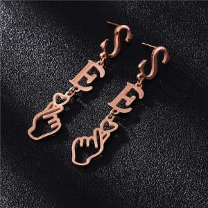 U.S. Alphabets Strand Love Theme Stainless Steel Women Earrings