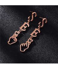 U.S. Alphabets Strand Love Theme Stainless Steel Women Earrings