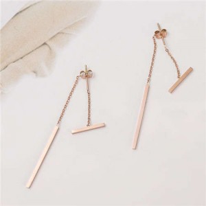 Simple Sticks Combo Stainless Steel Earrings - Rose Gold