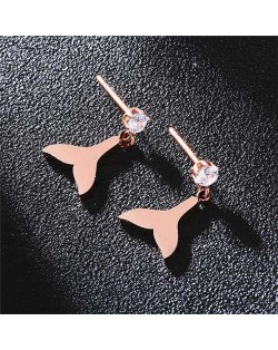 Fish Tail Design Short Style Women Stainless Steel Stud Earrings