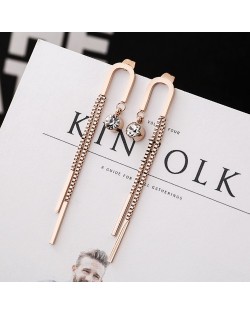 Dangling Sticks Stainless Steel Women Long Tassel Earrings