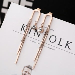 Dangling Sticks Stainless Steel Women Long Tassel Earrings
