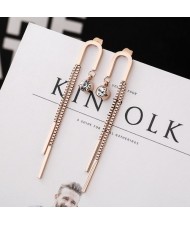 Dangling Sticks Stainless Steel Women Long Tassel Earrings
