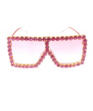 Glistening Rhinestone Rimmed Star Fashion Women Sunglasses - Rose