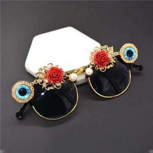 Roses Decorated Punk Fashion Women Sunglasses