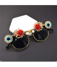 Roses Decorated Punk Fashion Women Sunglasses