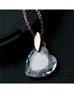 Transparent Austrian Crystal Heart Pendant Platinum Plated Alloy Necklace