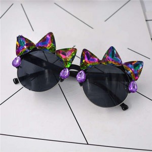 Rhinestone Rivets Embellished Punk Fashion Women Sunglasses