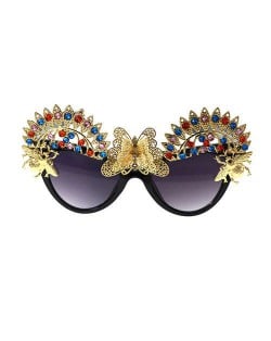 Butterflies and Beetles Embellished High Fashion Women Party Sunglasses