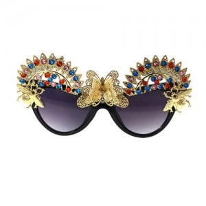 Butterflies and Beetles Embellished High Fashion Women Party Sunglasses