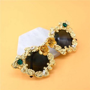 Golden Floral Style Frame Baroque Fashion Women Sunglasses