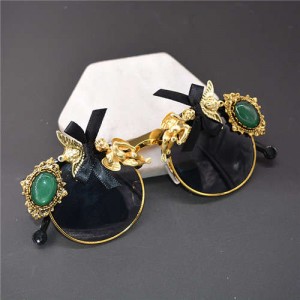 Angels and Gems Embellished Black Fashion Women Costume Sunglasses