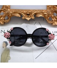 Flowers Embellished Black Fashion Women Costume Sunglasses