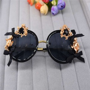 Golden Angel and Heart Embellished Bowknots Fashion Women Costume Sunglasses