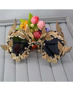 Golden Butterflies Embellished High Fashion Women Party Sunglasses