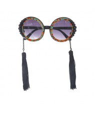 Cotton Threads Tassel U.S. High Fashion Women Costume Sunglasses - Multicolor