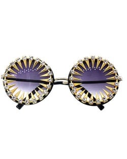 Golden Rivets Decorated Shining Rhinestone Party Fashion Women Costume Sunglasses