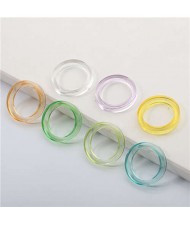 (7 pcs) Korean Style Plain Resin High Fashion Rings Set