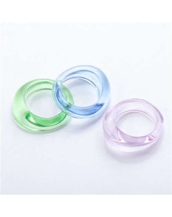 (3 pcs) U.S. High Fashion Index Finger Resin Rings Set - Green Blue and Purple