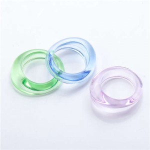 (3 pcs) U.S. High Fashion Index Finger Resin Rings Set - Green Blue and Purple