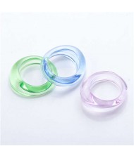 (3 pcs) U.S. High Fashion Index Finger Resin Rings Set - Green Blue and Purple