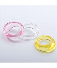 (3 pcs) U.S. High Fashion Index Finger Resin Rings Set - Pink White and Yellow