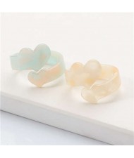 (2 pcs) Dual Hearts Korean Fashion Resin Rings Set