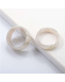 (2 pcs) Korean High Fashion Index Finger Resin Rings Set - White
