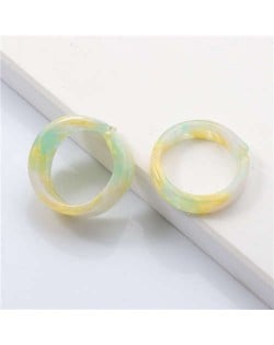 (2 pcs) Korean High Fashion Index Finger Resin Rings Set - Yellow