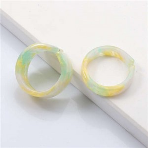 (2 pcs) Korean High Fashion Index Finger Resin Rings Set - Yellow