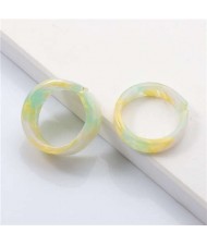 (2 pcs) Korean High Fashion Index Finger Resin Rings Set - Yellow