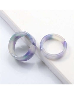 (2 pcs) Korean High Fashion Index Finger Resin Rings Set - Purple