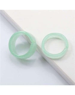 (2 pcs) Korean High Fashion Index Finger Resin Rings Set - Green