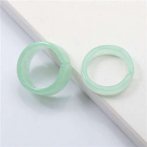 (2 pcs) Korean High Fashion Index Finger Resin Rings Set - Green
