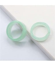 (2 pcs) Korean High Fashion Index Finger Resin Rings Set - Green