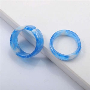 (2 pcs) Korean High Fashion Index Finger Resin Rings Set - Blue