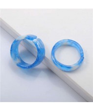 (2 pcs) Korean High Fashion Index Finger Resin Rings Set - Blue