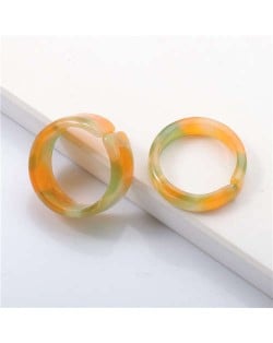 (2 pcs) Korean High Fashion Index Finger Resin Rings Set - Orange