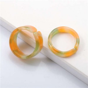 (2 pcs) Korean High Fashion Index Finger Resin Rings Set - Orange