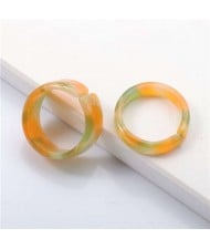 (2 pcs) Korean High Fashion Index Finger Resin Rings Set - Orange