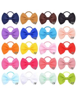 (20 pcs) Solid Color Rubber Band Bow Baby/ Toddler Hair Band Set