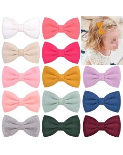 (16 pcs) Adorable Bowknot Baby Girl Cloth Hair Clip Set