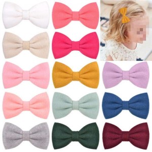 (16 pcs) Adorable Bowknot Baby Girl Cloth Hair Clip Set