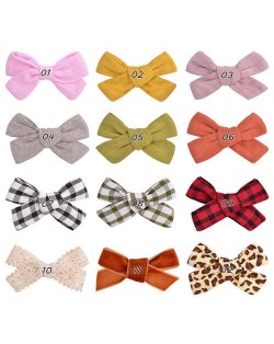 (12 pcs) Graceful Bowknot Toddler Cloth Hair Clip Set