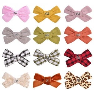 (12 pcs) Graceful Bowknot Toddler Cloth Hair Clip Set