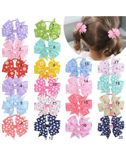 (20 pcs) Tiny Flowers Prints Bowknot Cute Kids/ Baby Girl Hair Band Set