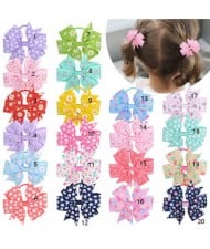 (20 pcs) Tiny Flowers Prints Bowknot Cute Kids/ Baby Girl Hair Band Set